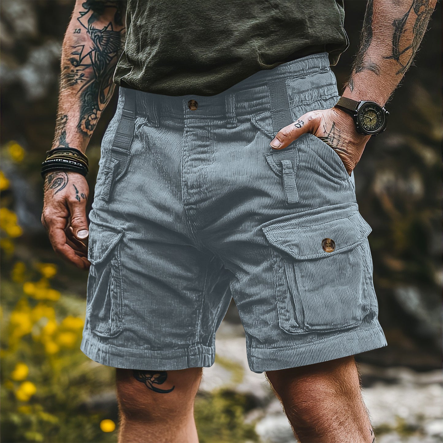 Short pour homme décontracté multipoches