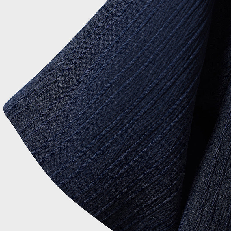 Ensemble chemise rayée à manches courtes et revers boutonné