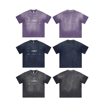 T-shirts rétro à manches courtes et col rond délavés pour hommes et femmes