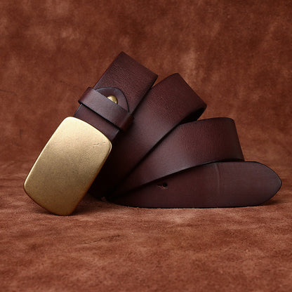 Ceinture rétro givrée à boucle lisse et large couche supérieure