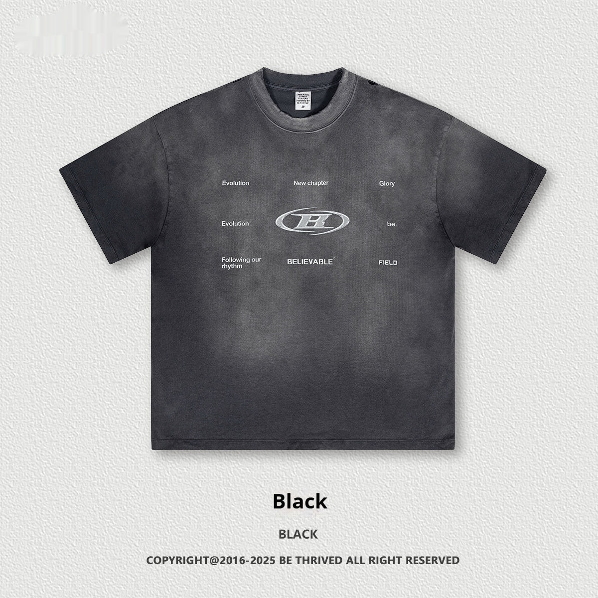 T-shirts rétro à manches courtes et col rond délavés pour hommes et femmes