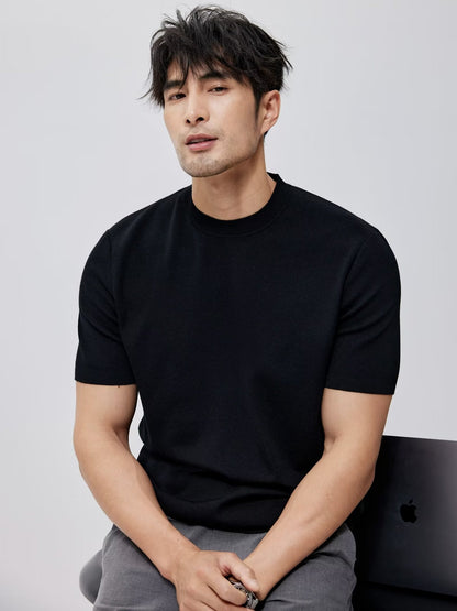 T-shirt en coton mercerisé et soie glacée homme