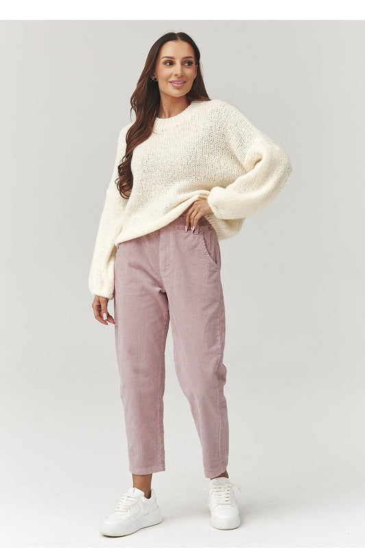  Pantalon en velours côtelé model 223241 Makadamia 