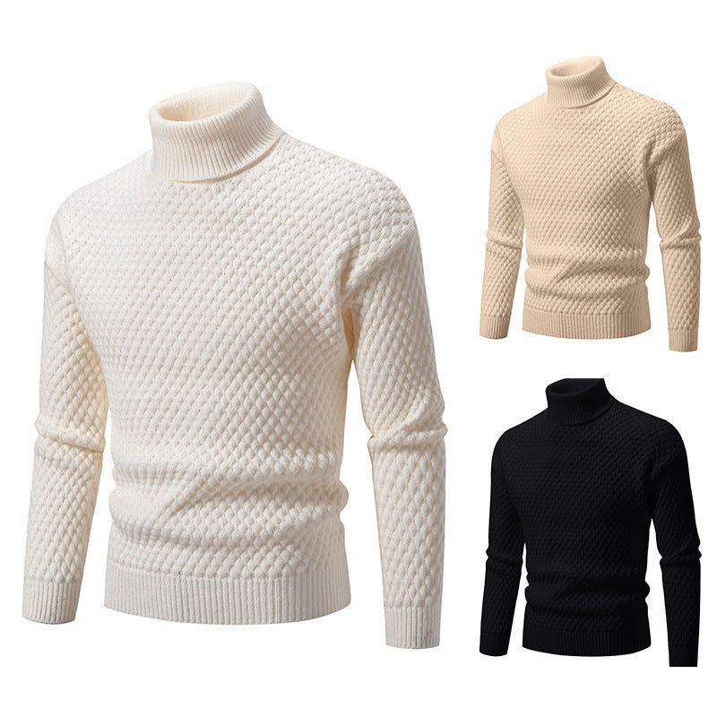 Pull à col roulé pour homme en maille